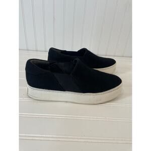 Vince. Warren Black Suede Sneaker Pull on Womens Size 8.5